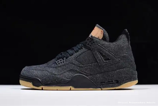 Official Maikesneakers Air x 4 Levi's Jordan AO2571-001 'black' 0605